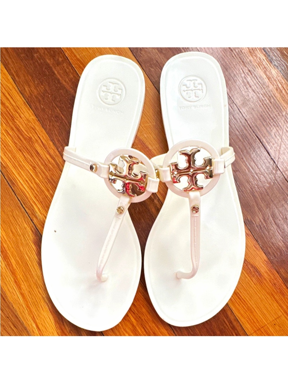 Tory Burch White Miller Logo Thong Sandals